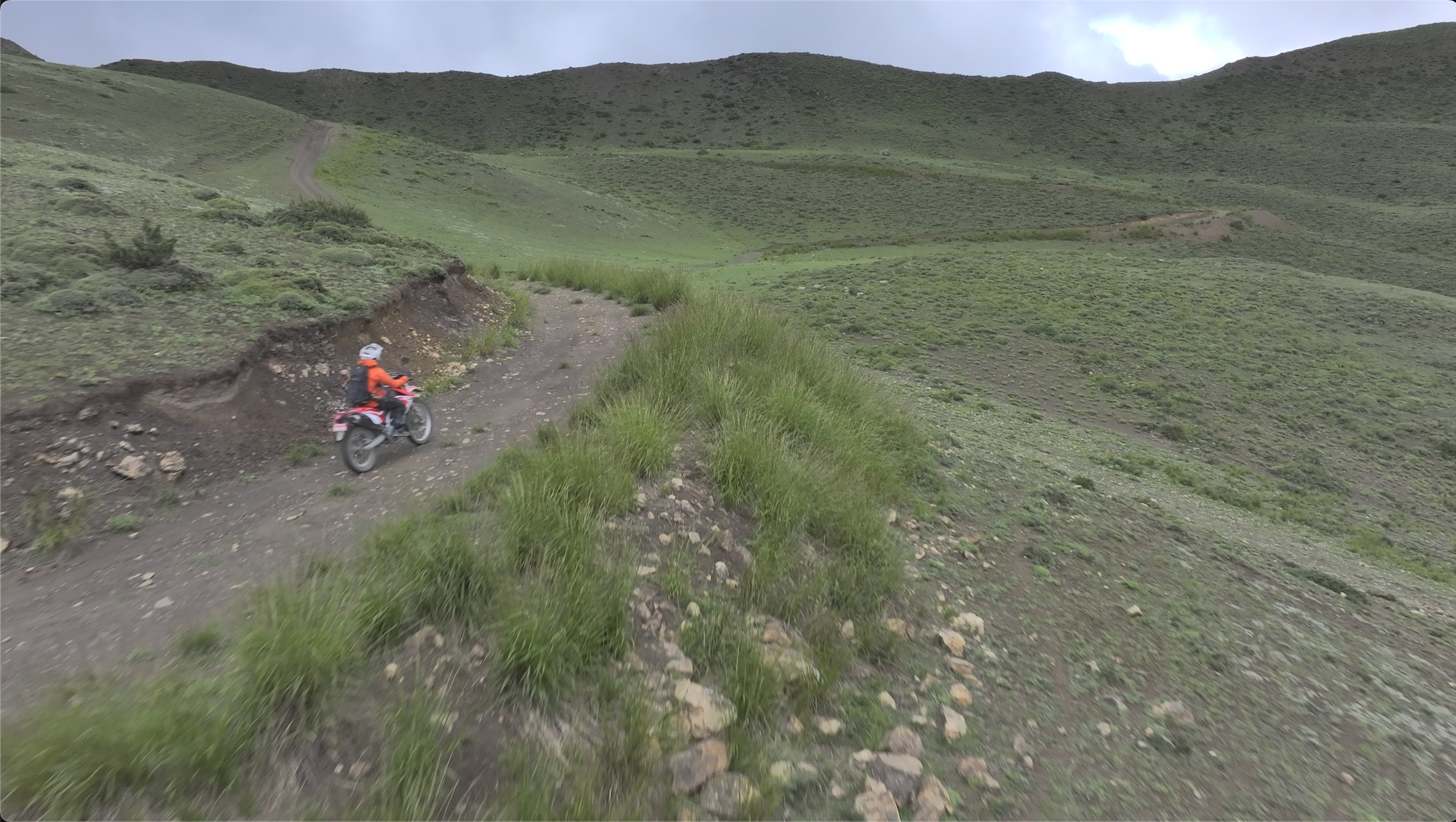 Motorcycle on Himalayan Riverbed
